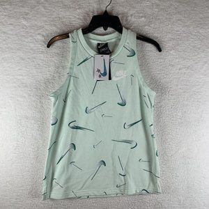 Nike Tank Top Girls XL Green Terry Printed Cotton Slim Fit‎ Round Pullover 6912